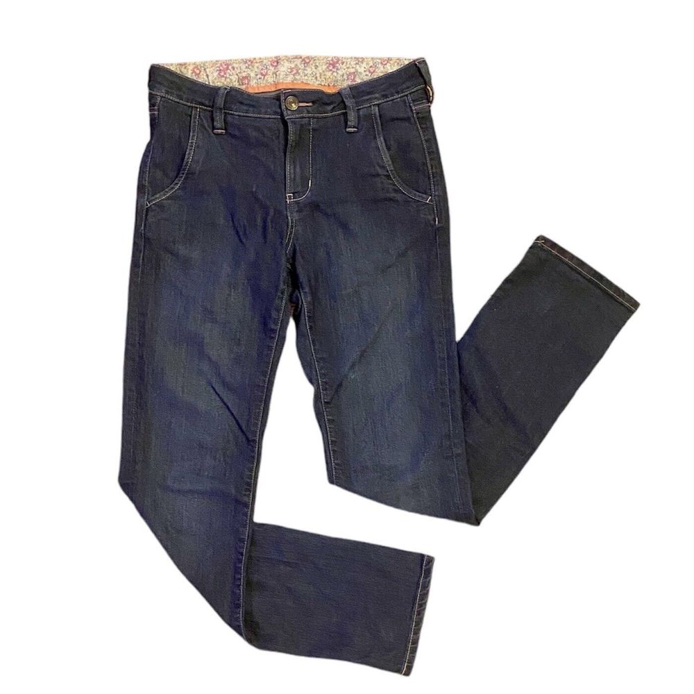 Uniqlo Kids Jeans Size 11 Dark Blue Girls Straight Leg 4 Pockets Cotton Blend